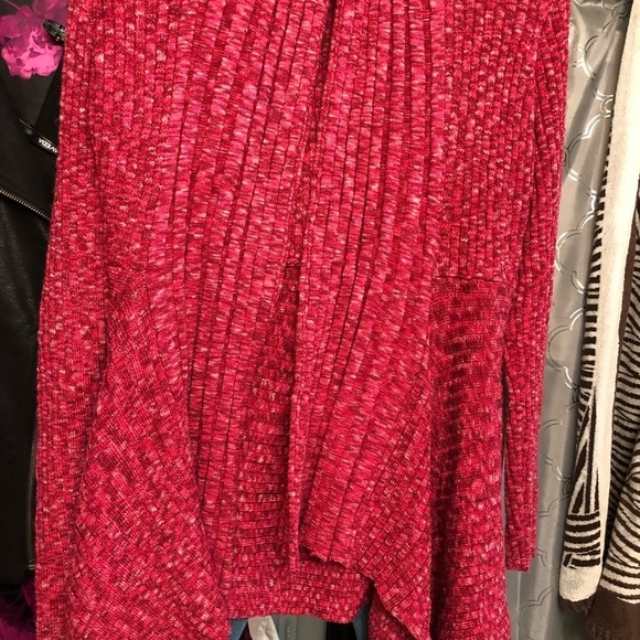 INC International Concepts large pink / Fuchsia sweater waterfall shawl collar - Picture 5 of 8